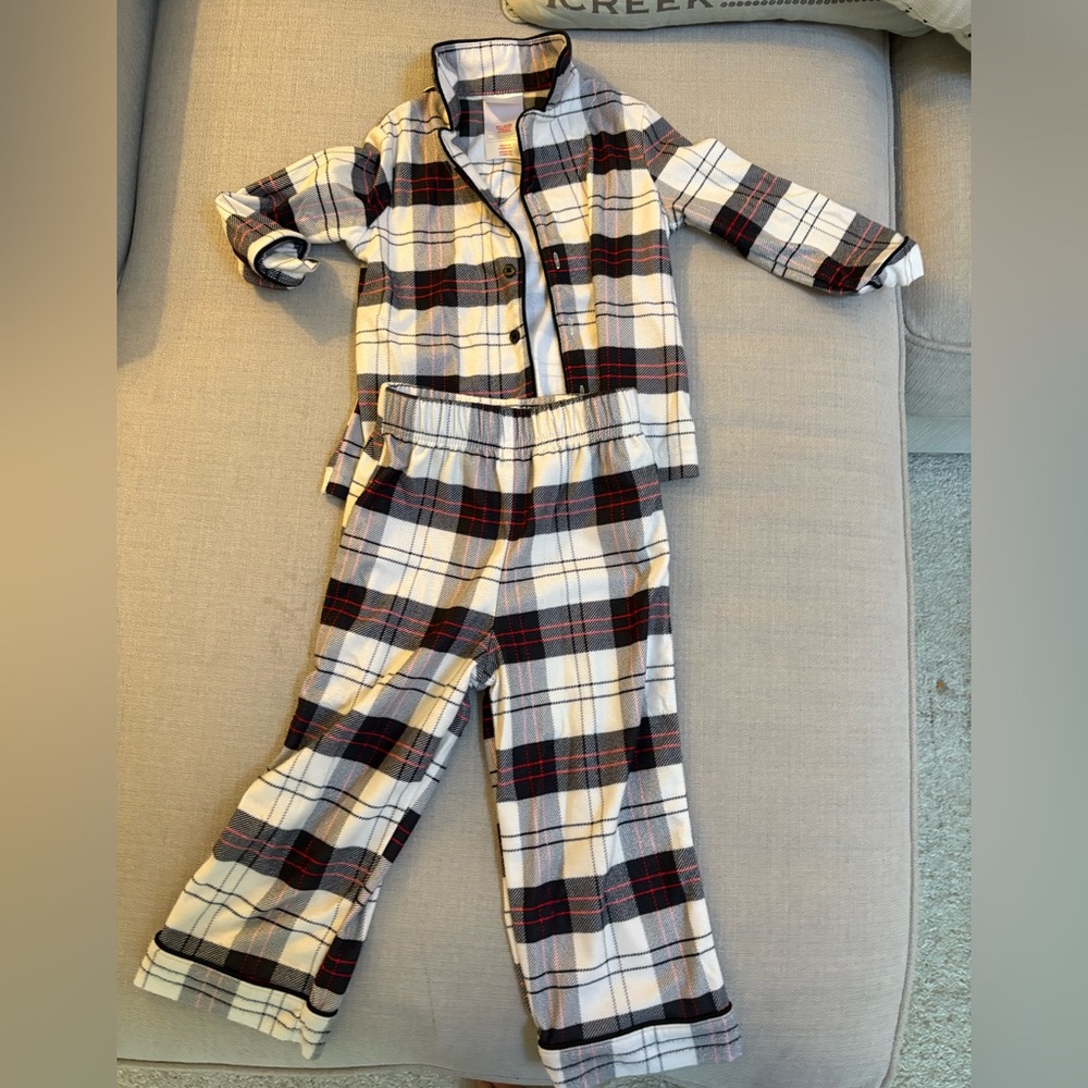 Wondershop Red and White Pajama Set Cozy Plaid Design